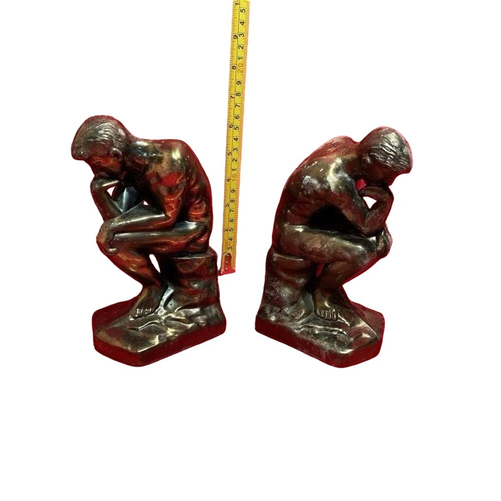 Marked 1928 Bronze “Thinking Man” ‎ Bookends